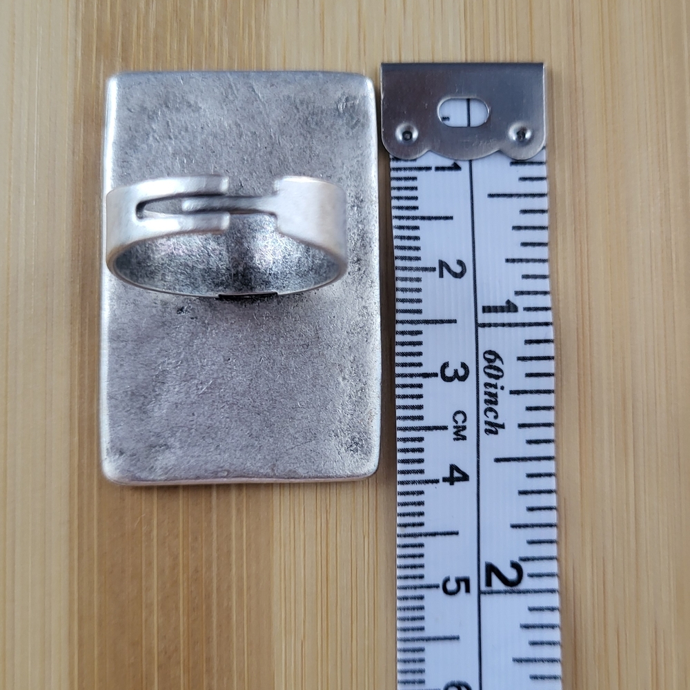 Sterling Silver Textured Square Statement Ring - … - image 5